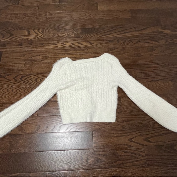 Garage- white fluffy button up sweater - Picture 2 of 3